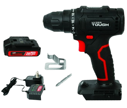 Hyper Tough 20V Max Brushless Cordless Drill Driver with 1.5Ah Lithium-Ion Battery and Charger