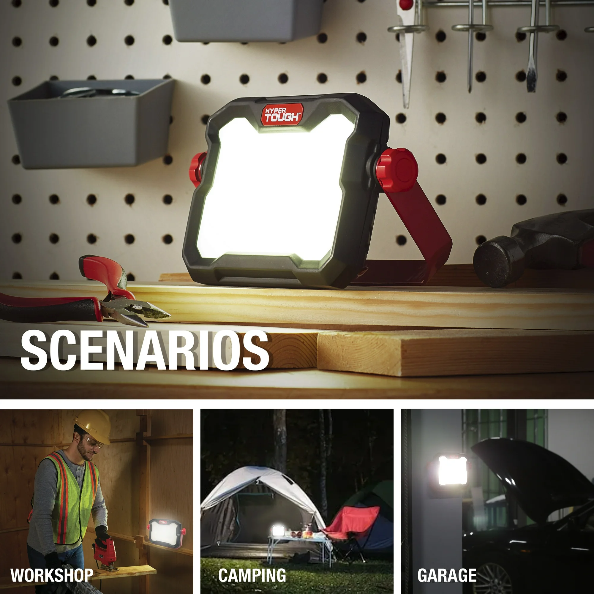 Hyper Tough 10W LED 1000 Lumen Rechargeable Free Standing Light, Handheld Portable Work Light 3