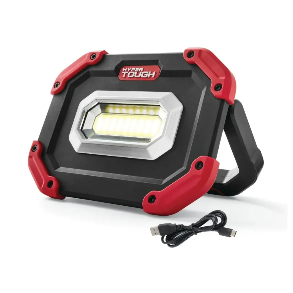 Hyper Tough 1200 Lumen LED Rechargeable Portable Work Light, Red, Black 1
