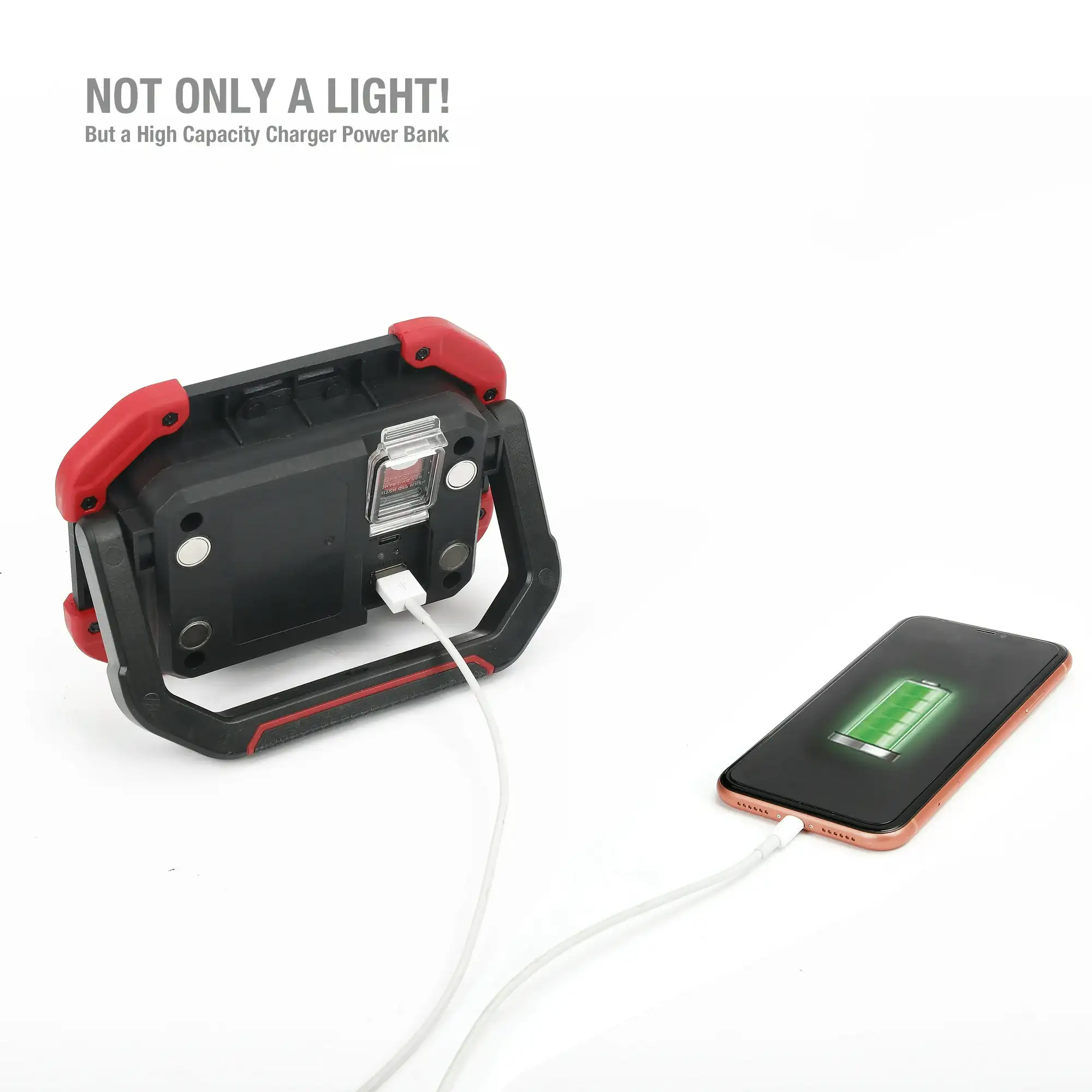 Hyper Tough 1200 Lumen LED Rechargeable Portable Work Light, Red, Black 4