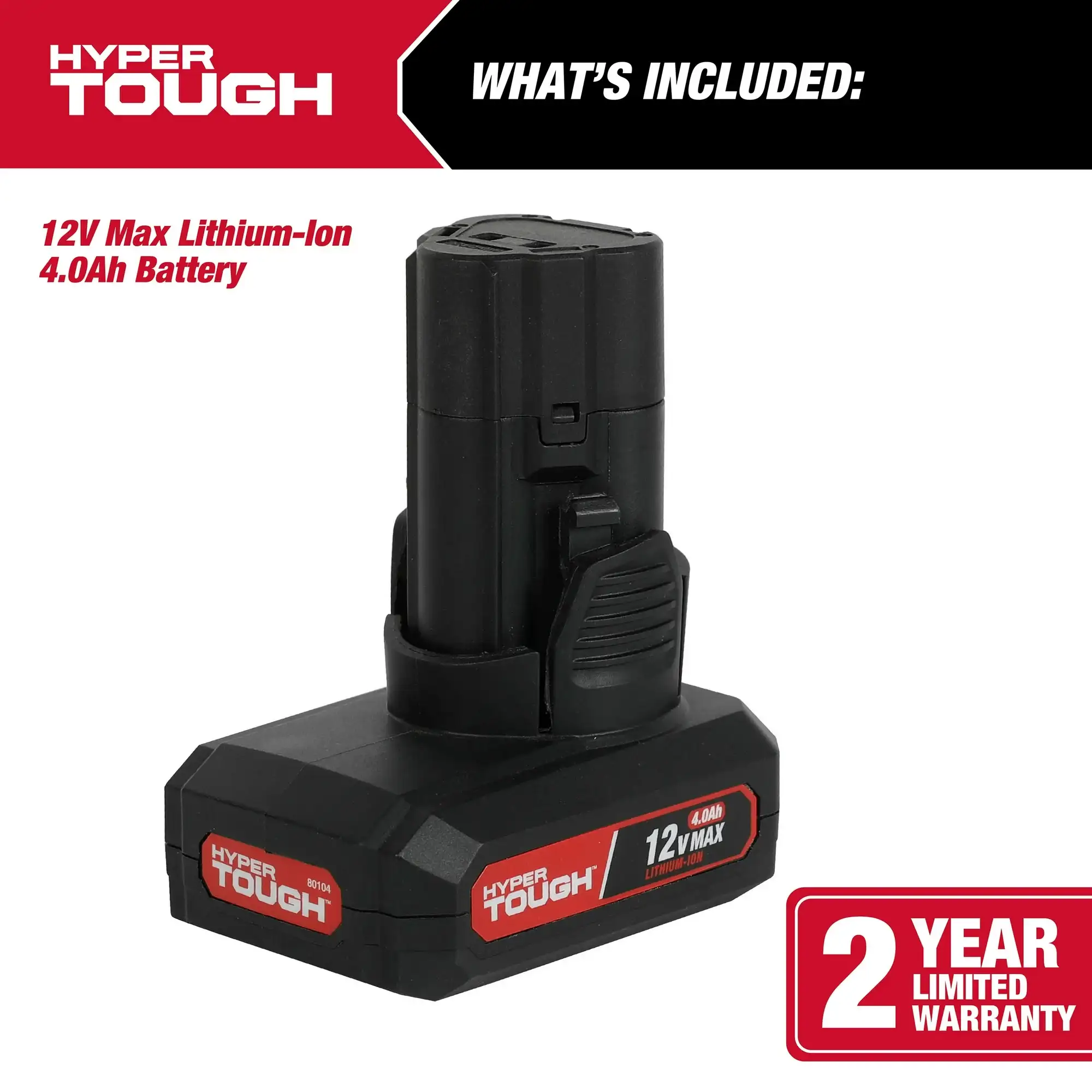 Hyper Tough 12V Max Lithium-Ion 4.0Ah Battery, Model 80104 3