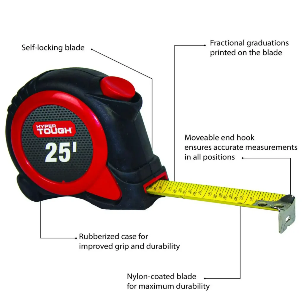 Hyper Tough 25ft. Self-Lock Steel Tape Measure 5