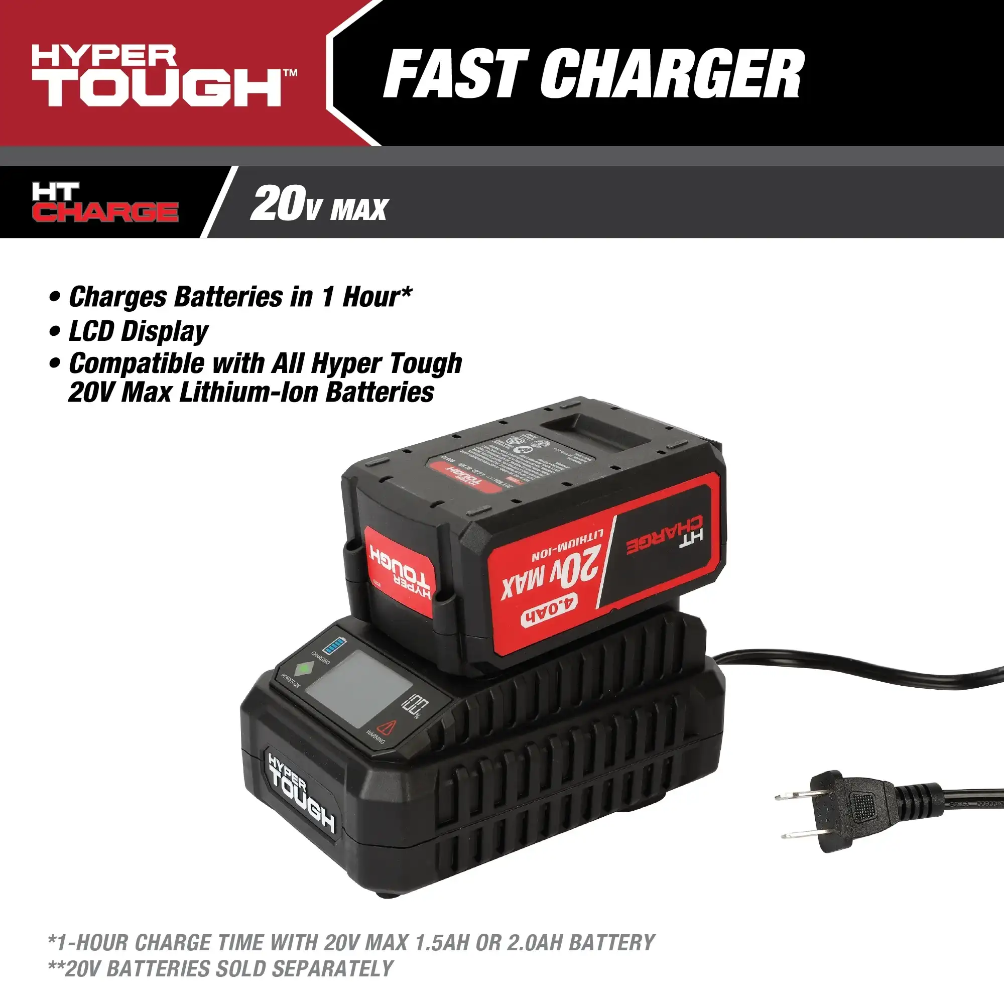 Hyper Tough Fast Charger for 20V Max Lithium-Ion Batteries 3